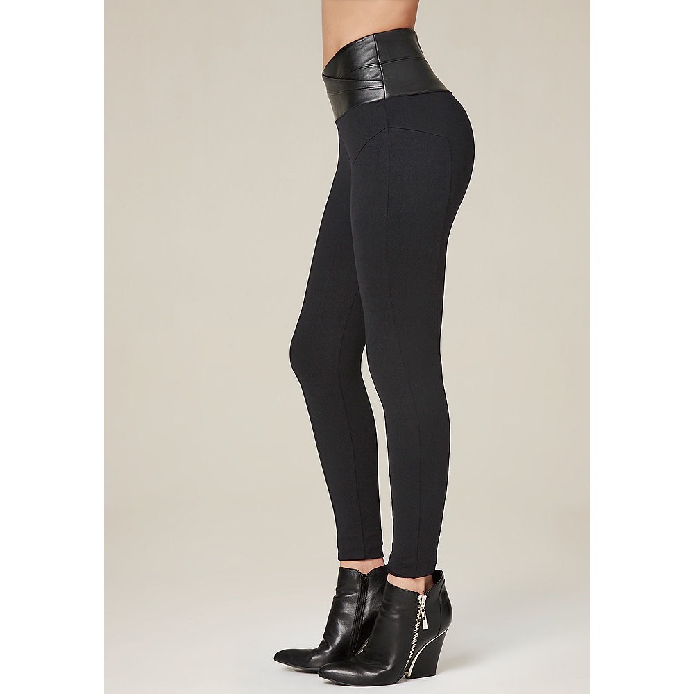 Bebe high waist legging pants with leather top
